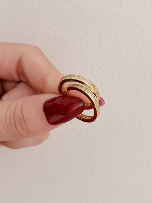 14k Gold [large] Brass Cubic Zirconia Geometric Minimalist Huggie Earring